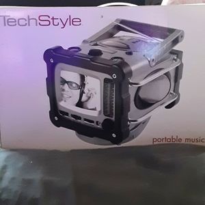 Tech style portable music center 5" black and white TV